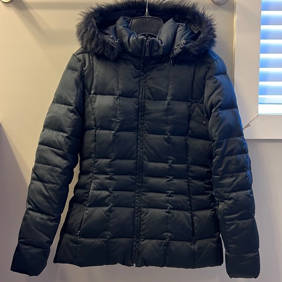 <4/$30 Calvin Klein> hooded black puffer jacket - Picture 1 of 3